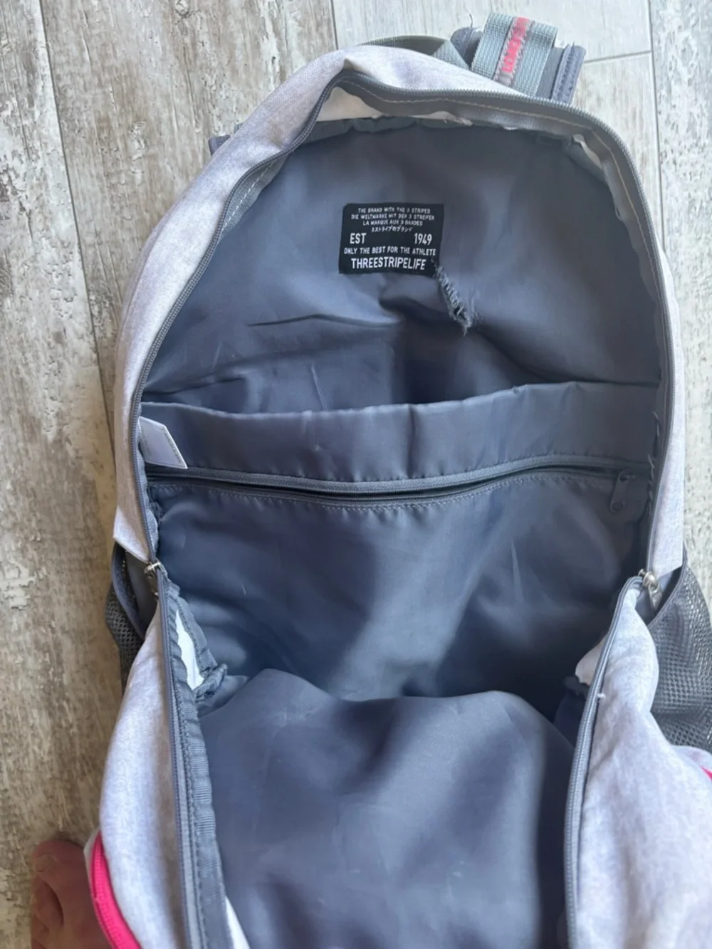 adidas Heather Gray Backpack with Pink Trim - Picture 7 of 8